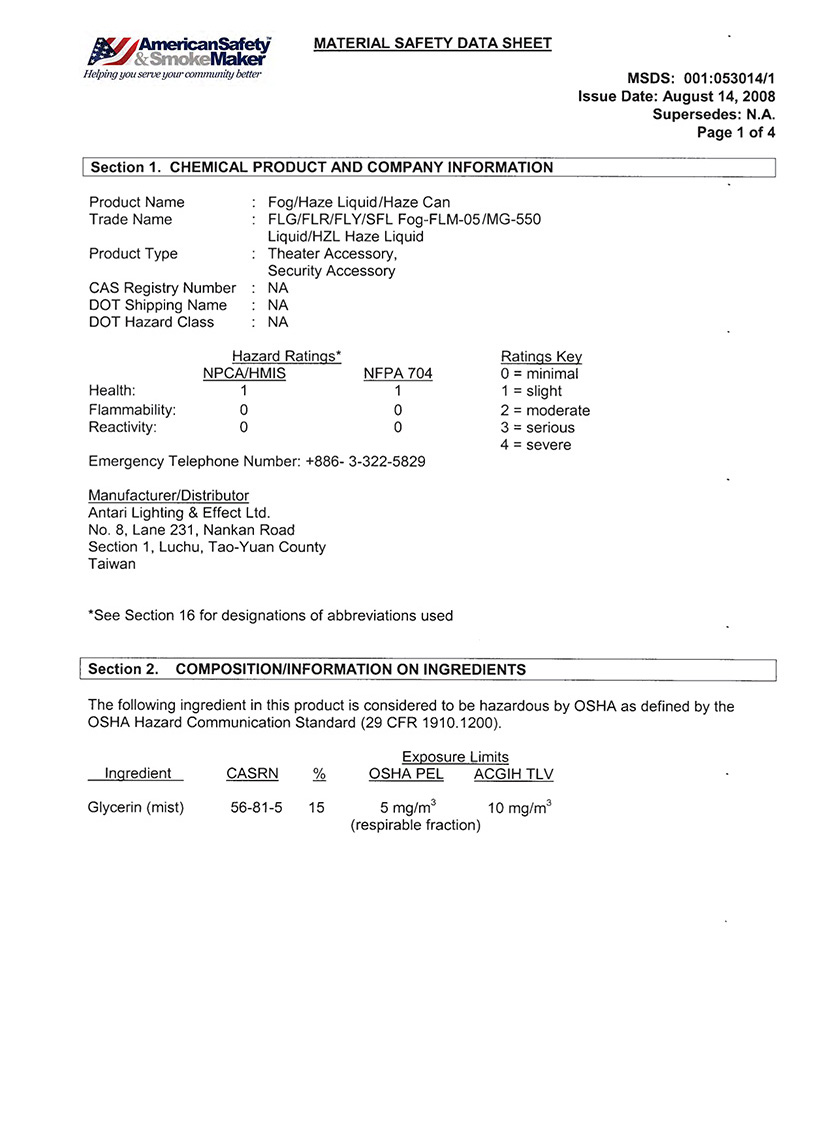 Safety Data Sheet FLG Fluid